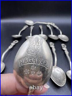11 Antique Imperial Russian 84 5 Spoon Sterling Nagasaki Japan Snake & Rat