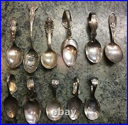 117 Piece Sterling Silver Antique Souvenir Spoon Collection Approx. 65 Troy Oz