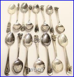 15x Yukon Figural sterling silver spoons HM Sheffield Cooper Bros. Date C 1965