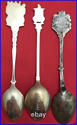 17 Pc. 800F Sterling Silver 3 1/2 5 Souvenir Spoon Lot