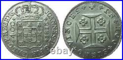 1815 RARE Antique Portuguese 400 REIS COIN STERLING SILVER SOUVENIR SPOON MEDAL