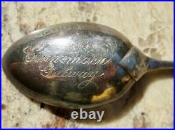 1876 Inlay Connemara Green Marble Shamrock Galway Sterling Silver Souvenir Spoon