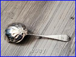 1891 Flowers Rare DURGIN Sterling 925 PLYMOUTH 1620 Berry Spoon Mono FMB Antique