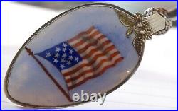 1898 American Flag 13 Star signed Naval Sterling Souvenir Spoon