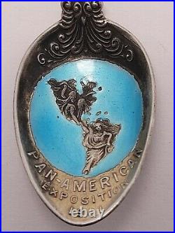 1901 Pan-American Exposition Buffalo New York Sterling Silver Enamel Spoon