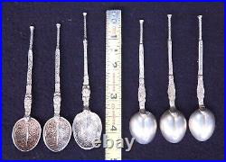1911 Nathan & Hayes Sterling Silver Anointing Demitasse 6 Spoon Mixed Set with box