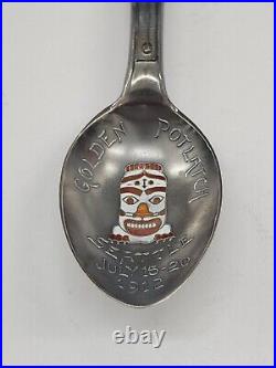 1912 GOLDEN POTLATCH VTG Seattle Native American Totem Pole Souvenir Spoon