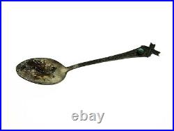 1930s Fred Harvey Era Sterling Silver Navajo Spoon with Turquoise Stone