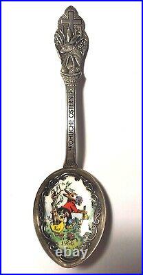 1966 Frohliche Ostern Germany Sterling Silver Enamel Easter Bunny Child Spoon