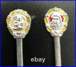 1972 -1979 Gorham Sterling Silver Enamel Christmas Souvenir Spoon 8 Spoons