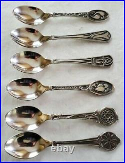 1976 Franklin Mint Sterling Silver Love Demitasse Spoons Set 6