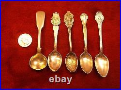 #2 of 11, LOT OF 5 VTG STERLING SILVER SPOONS, PERUVIAN (DEEP BOWL), LINCOLN++++