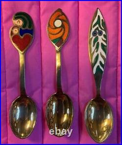 3 A Michelsen Sterling WithGold Wash Christmas Spoons1968/1970/1971 Denmark 137 gr
