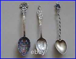 5 Antique Sterling Demi-tasse Spoons Art Nouveau Enamel Seattle World's Fair