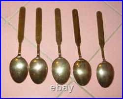 5 Sterling Silver Coffee Spoons Einar Modahl Norway Enamel Gold 925 Scandinavian