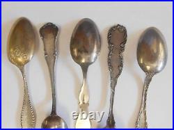5 Sterling Silver Souvenir Spoons Ornate Mormon Utah Detroit Miami Michigan NJ