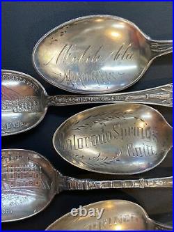 5 Vintage Native American Sterling Silver themed Souvenir spoons 87 Grams