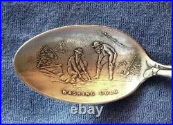 577-Antique sterling silver Indian/washing gold souvenir spoon