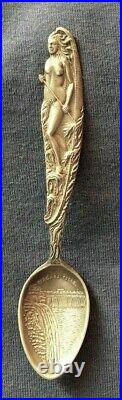 597-Antique sterling silver Indian woman/Niagara falls souvenir spoon