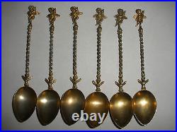 6 Great antique sterling silver continental spoons figural cherubs angels putti