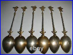 6 Great antique sterling silver continental spoons figural cherubs angels putti