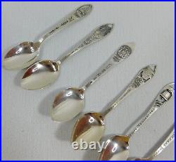 6 Vintage Souvenir Spoon Sterling IDAHO FLORIDA MAINE WISCONSIN PENNSYLVANIA CA