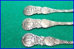 (7) 1893 Antique Sterling Souvenir Spoon World's Columbian Exposition Chicago