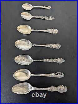 7 Vintage Sterling Silver Spoons SAN FRANCISCO GOLDEN GATE MID-WINTER EXPO 1894