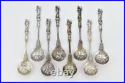 8 Saratoga Springs Figural Indian Sterling Silver Souvenir Spoon Gorham Casted