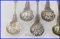 8 Saratoga Springs Figural Indian Sterling Silver Souvenir Spoon Gorham Casted
