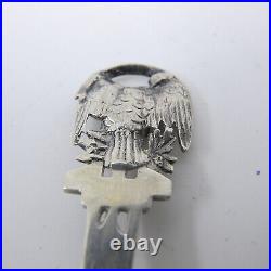 800 Silver Souvenir Spoon Enamel Portrait Seal of the State of WASHINGTON George