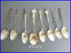 8pc Lot Mixed Sterling Silver Small Spoons Some Souvenir No Monos 210 grams