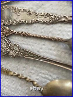 9 Stunning Sterling Silver Antique Spoons (Souvenir Spoons)