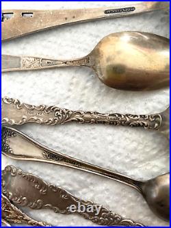 9 Stunning Sterling Silver Antique Spoons (Souvenir Spoons)
