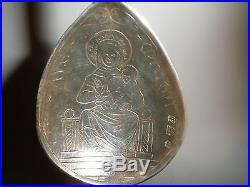 ANTIQUE 19thc STERLING SILVER FIGURAL RELIGIOUS AVE MARIA AUSTRIA HUNGARY SPOON