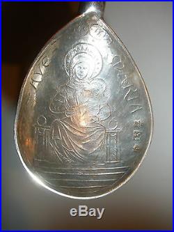 ANTIQUE 19thc STERLING SILVER FIGURAL RELIGIOUS AVE MARIA AUSTRIA HUNGARY SPOON