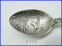 ANTIQUE Sterling Silver Figural BLACK AMERICANA Souvenir Spoon ARKANSAS TRAVELER