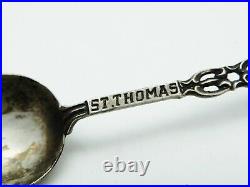 ANTIQUE Sterling Silver Figural BLACK AMERICANA Souvenir Spoon ST. THOMAS