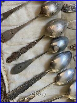 Amazing Lot of 30 Vintage + Antique Sterling Silver Souvenir Spoons- 538g