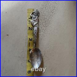 American Native Indian 3D Figure Sterling Silver Souvenir Spoon Kittatiny House
