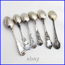 American Souvenir Spoons Set Sterling Silver No Mono