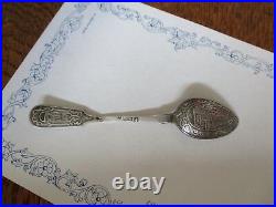 Antique 1871 RUSSIAN STERLING SILVER Souvenir 4 3/4 Spoon REPOUSSE Exquisite