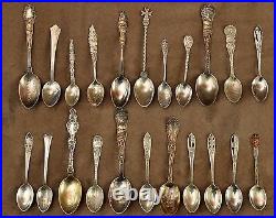 Antique 22 Sterling Silver Souvenir Spoon Collection 44 Pictures