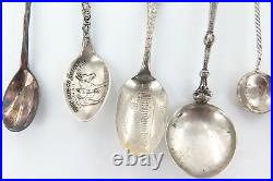 Antique. 925 Sterling Silver &. 800 Silver Souvenir Spoons + Demi Tasse Spoons