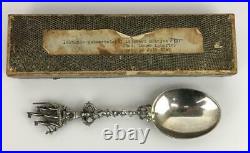 Antique Dutch DOUWE EGBERTS Coffee Tea Sterling Silver Sailing Ship Spoon with Box