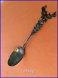 Antique ELK TEMPLE figural sterling silver HEAD handle souvenir spoon SPOKANE WA