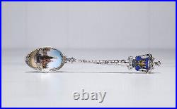Antique Enamel Scenic Nurnberg European 800 Silver Souvenir Spoon