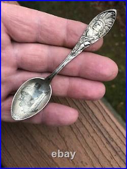 Antique General Electric Pancake Motor 1890 Indian Chief Souvenir Spoon Sterling