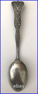 Antique Gorham Army Navy Sterling Silver Spoon with Enamel Flag Military c. 1875