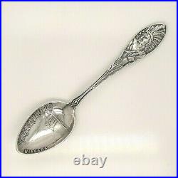 Antique Howard Indian Chief Niagara Falls Sterling Silver Souvenir Spoon SL
